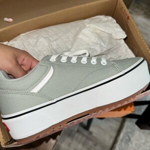 Sage green platform Vans